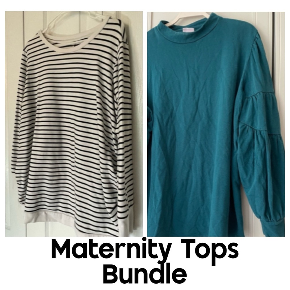 Teal Top & Stripe Sweatshirt Bundle, 2-piece